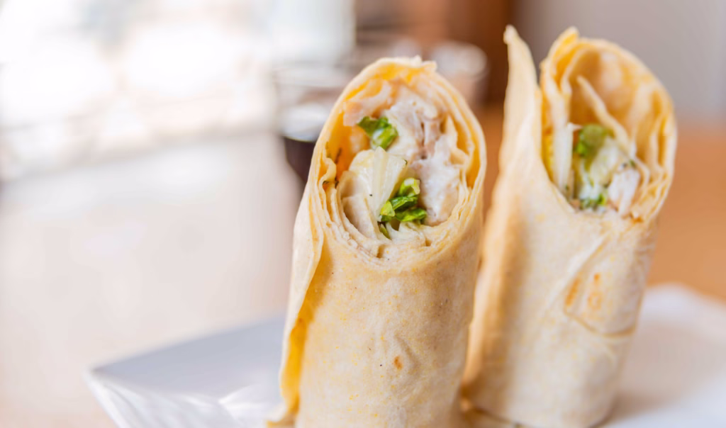 Chicken ceasar salad wrap.
