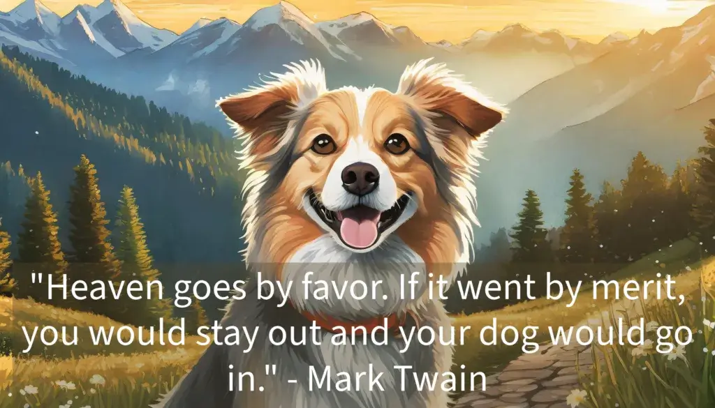 Heaven goes by favor. If it went by merit you would stay out and your dog would go in." - Mark Twain
