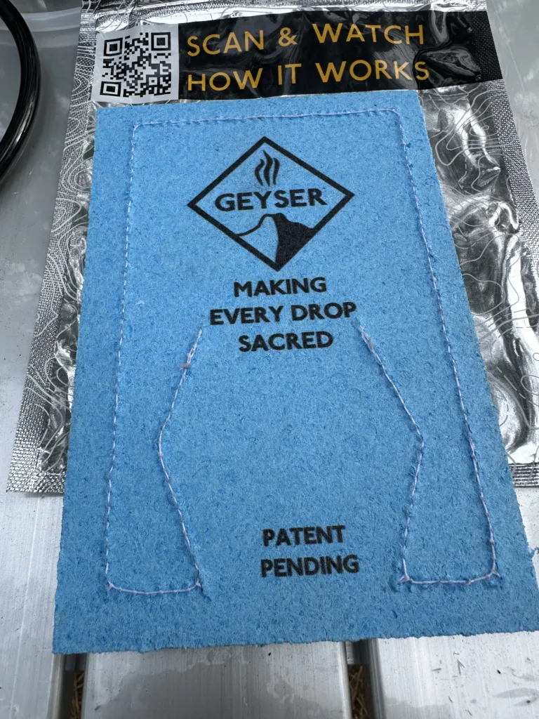 Geyser Making Every Drop Sacred Clean Kit sponge.