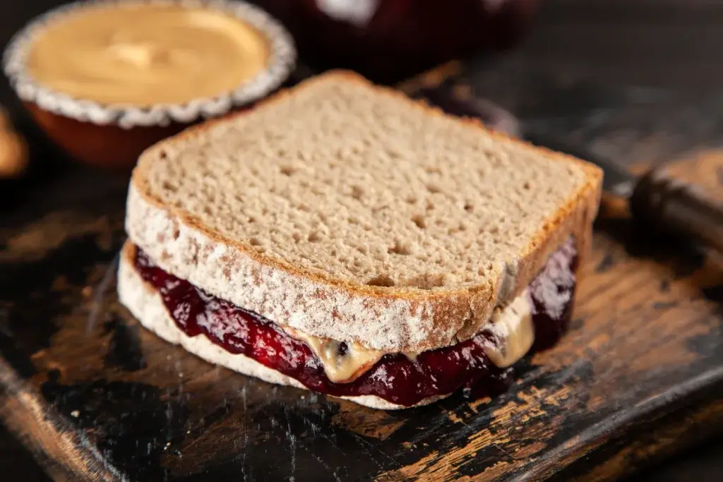 Classic peanut butter and jelly sandwich