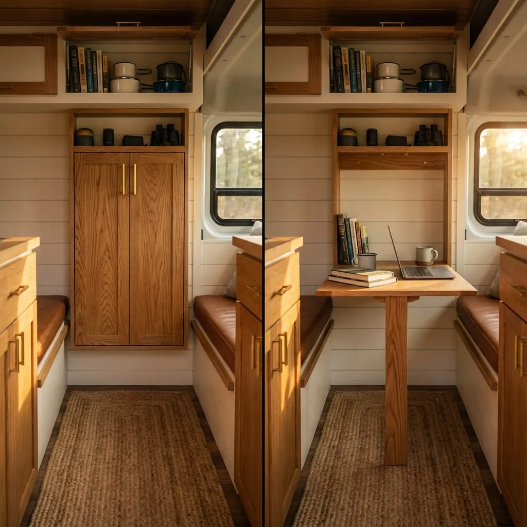 DIY murphy table in small camper