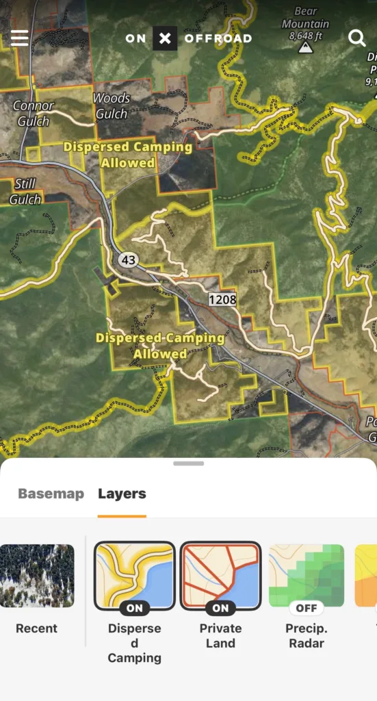 Screenshot from OnX offorad map.