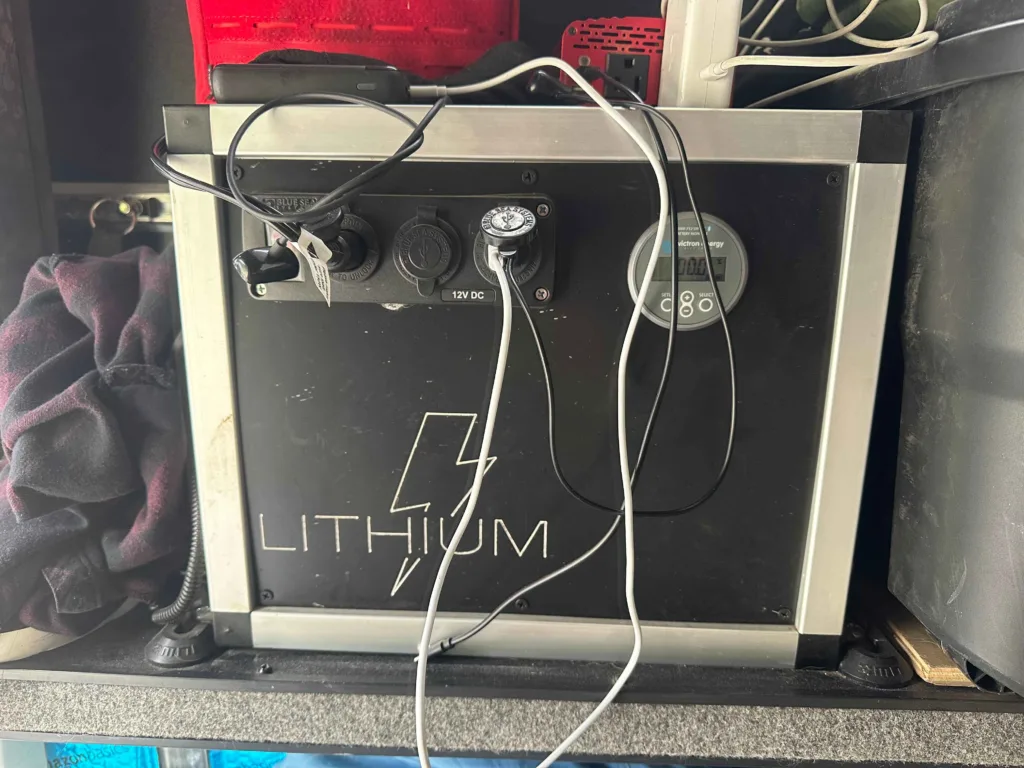 Standard house battery box that comes with a Project M camper.